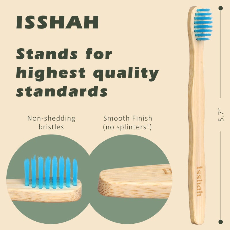Isshah Kids Bamboo Toothbrushes Biodegradable Handle BPA Free Eco Friendly Children Size, Pack of 4 - Image 4